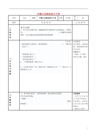 河南省濮阳市范县濮城镇中学九年级语文上册16中国人失掉自信力了吗学案2无答案新人教版