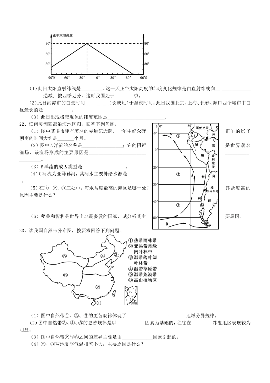 山东省济阳县第一中学高中地理复习题1中图版必修1_第3页
