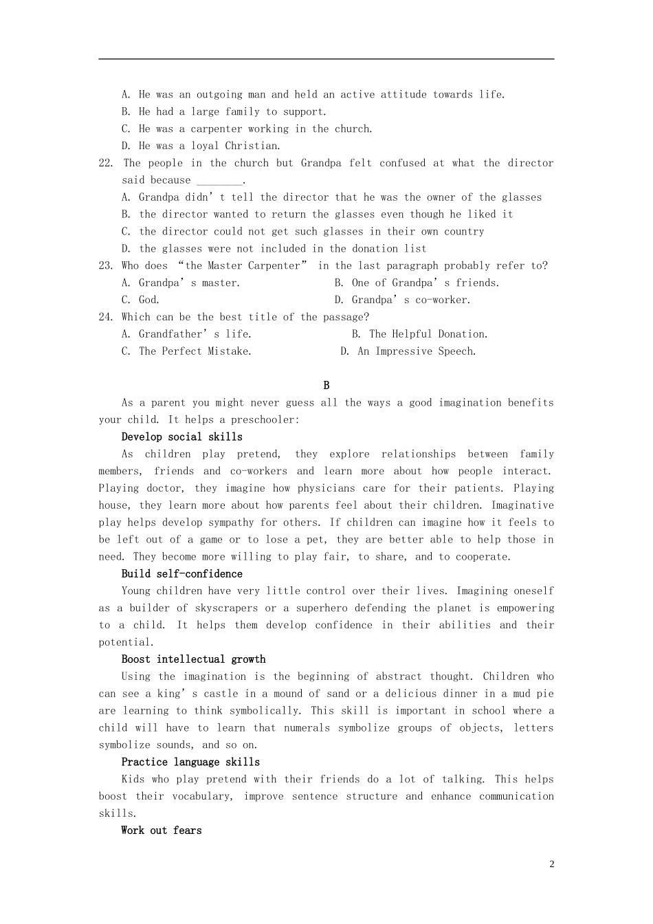 2016届高三英语上学期阶段测试试题精选2_第2页