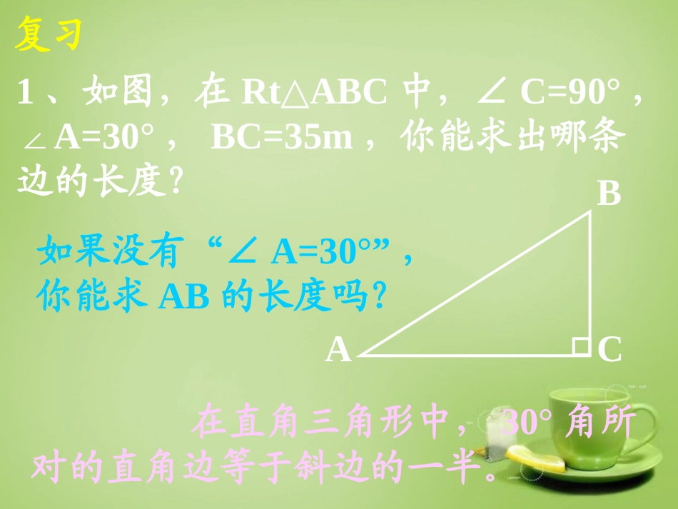 广东省惠东县教育教学研究室九年级数学下册28.1锐角三角函数课件1新人教版_第2页