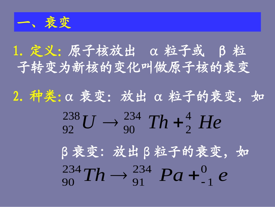 高中物理19-2《放射性元素的衰变》课件新人教版选修3-5_第2页
