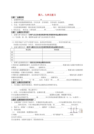 江苏省南京市溧水区东庐初级中学中考化学一轮复习第8_9单元无答案新人教版