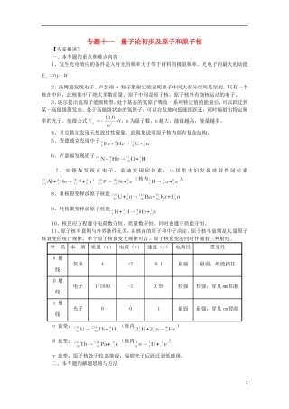 （广东版）2013届高三物理第二轮专题复习（专家概述+解题思路与方法+专题测试）专题十一 量子论初步及原子和原子核