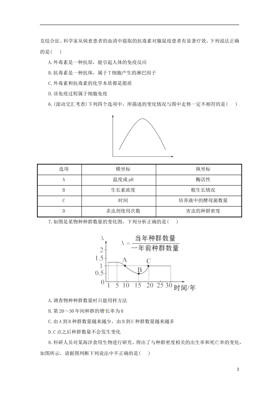 （通用版）2013届高三二轮复习 综合检测2（必修一、二、必修三）_第2页