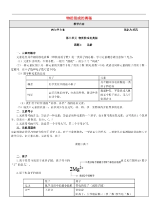 贵州省贵阳戴氏教育管理有限公司2015届中考化学第一轮复习物质构成的奥秘教学案2无答案