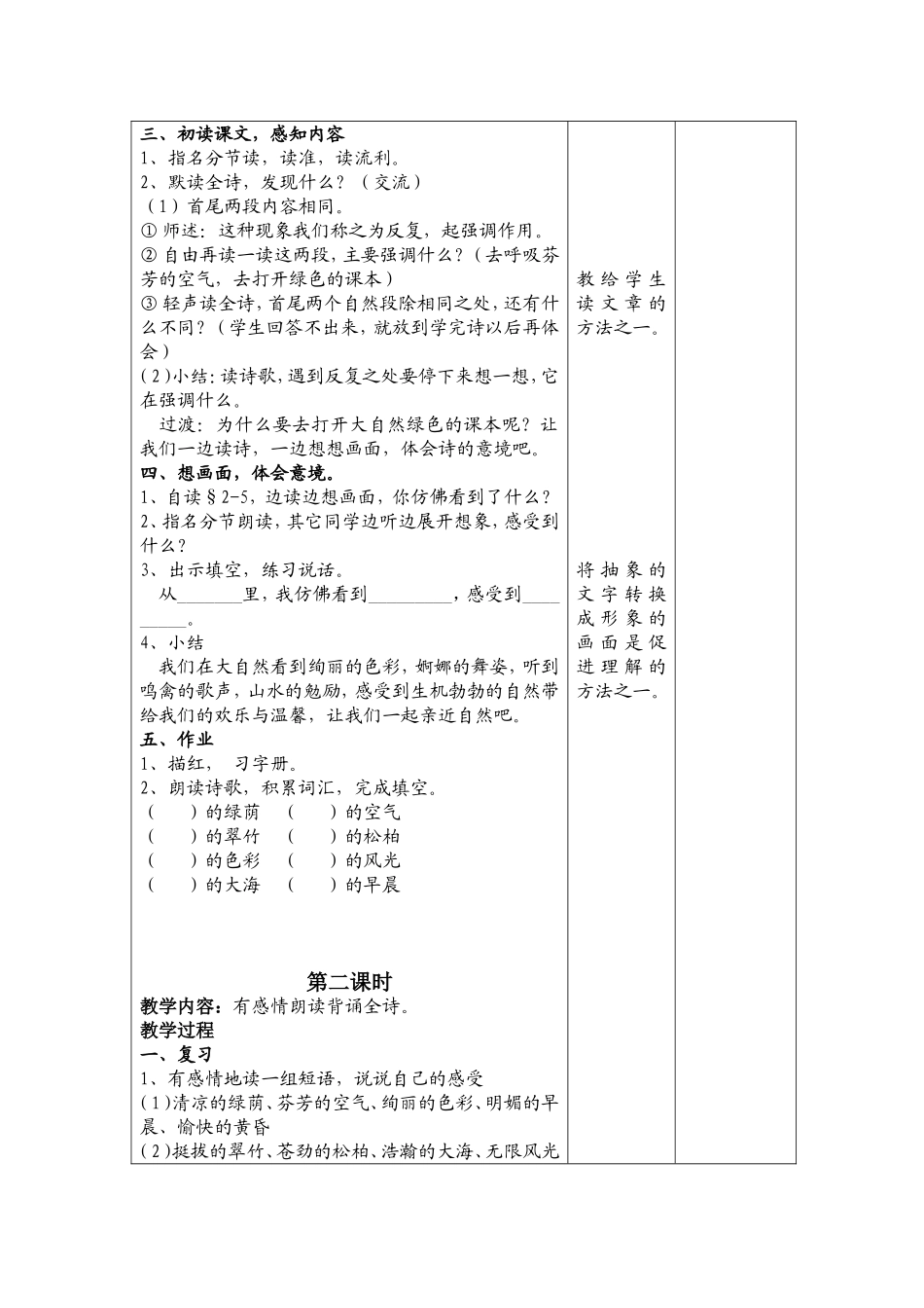 小学语文教学设计-去打开大自然绿色的课本_第2页