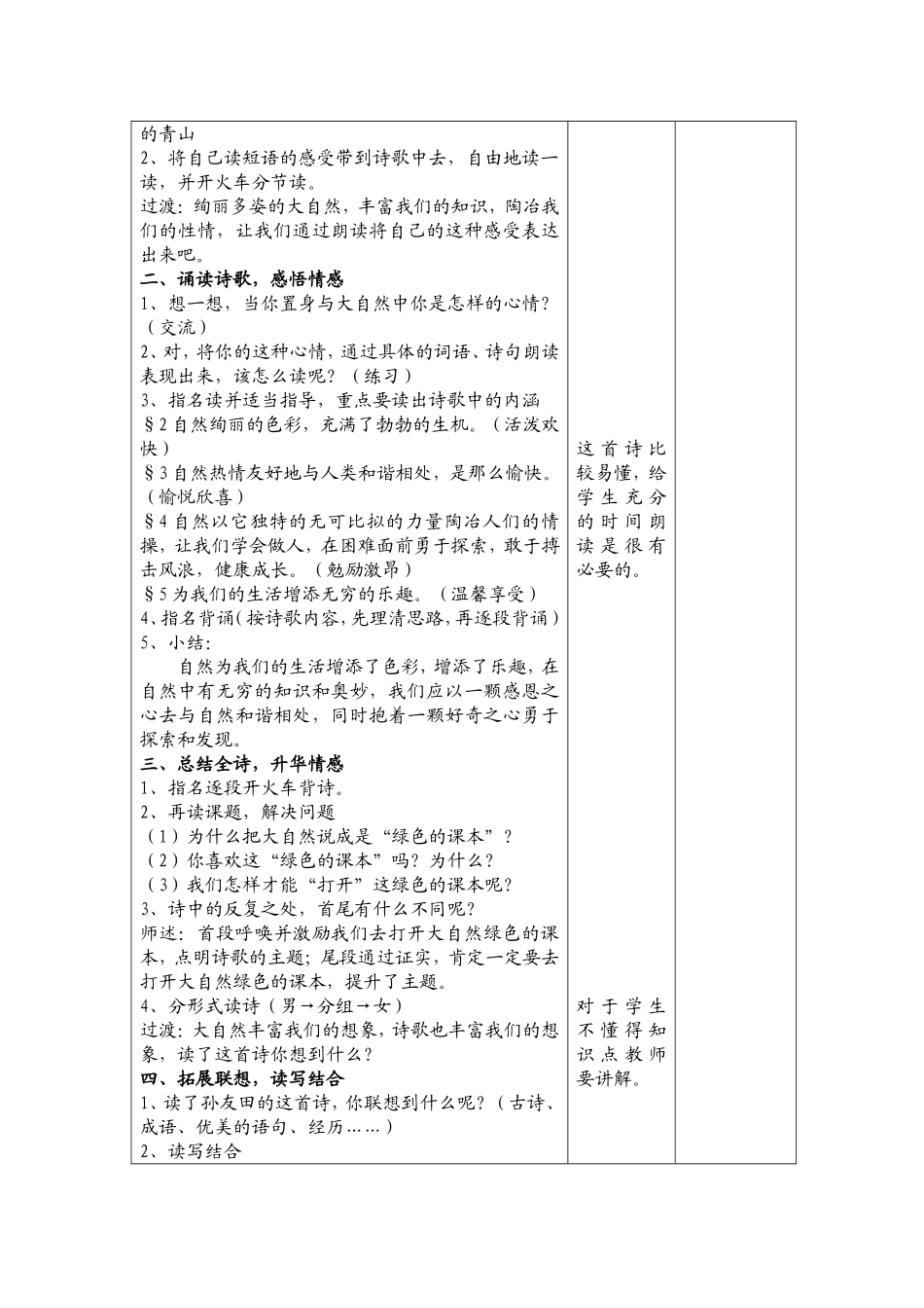 小学语文教学设计-去打开大自然绿色的课本_第3页