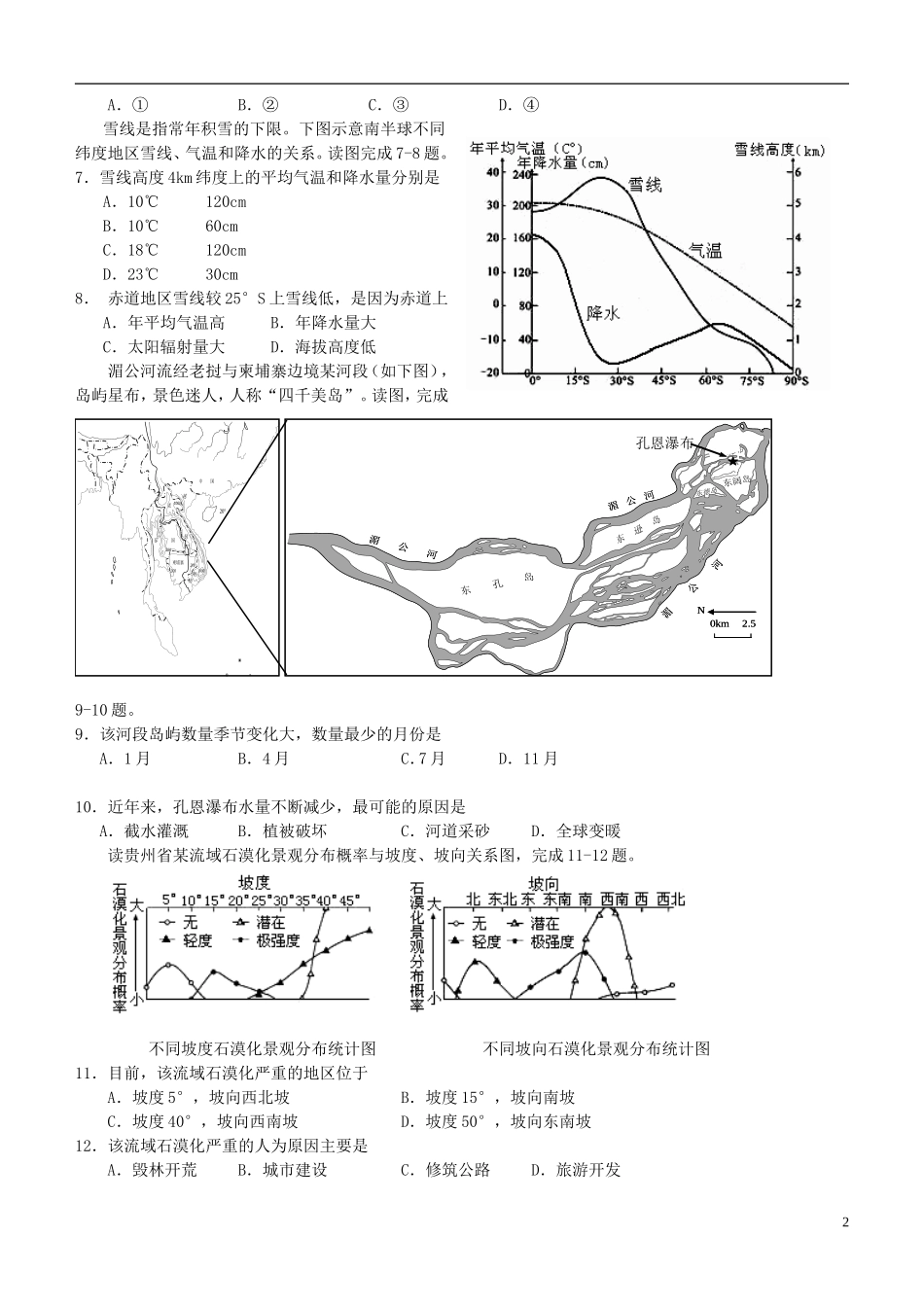 2016届高三地理上学期阶段测试试题精选2_第2页
