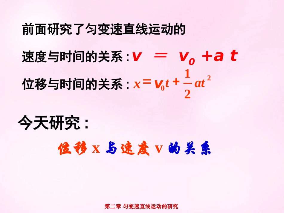 江西省永丰中学高中物理2.4匀变速直线运动的位移与速度的关系课件新人教版必修1_第2页