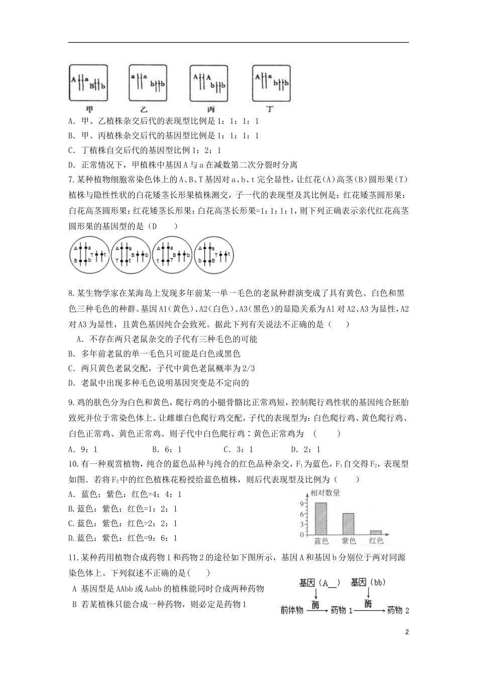 山东省德州市跃华学校2016届高三生物上学期10月月考试题无答案_第2页
