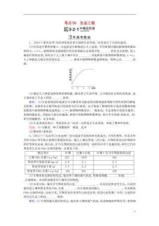 2016高三生物第一轮总复习第一编考点过关练考点50生态工程