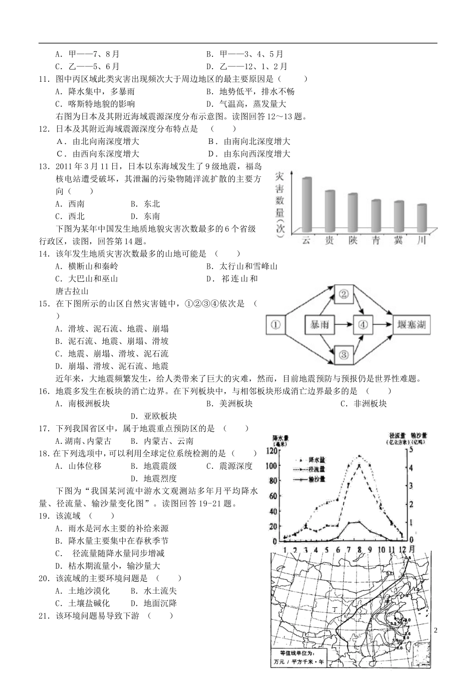 2016届高三地理上学期阶段测试试题精选1_第2页