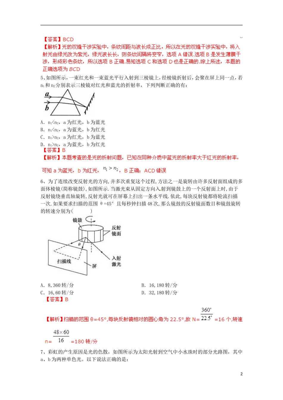 【备考宝典】2013高考物理 知识点强化 专题十三 光_第2页