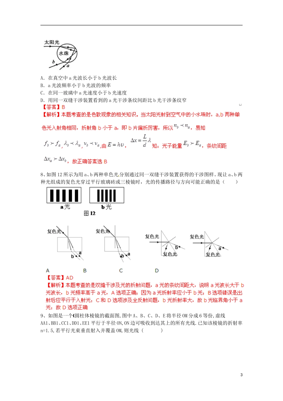 【备考宝典】2013高考物理 知识点强化 专题十三 光_第3页