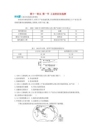 3年高考2016版高考地理第十一单元第一节工业的区位选择