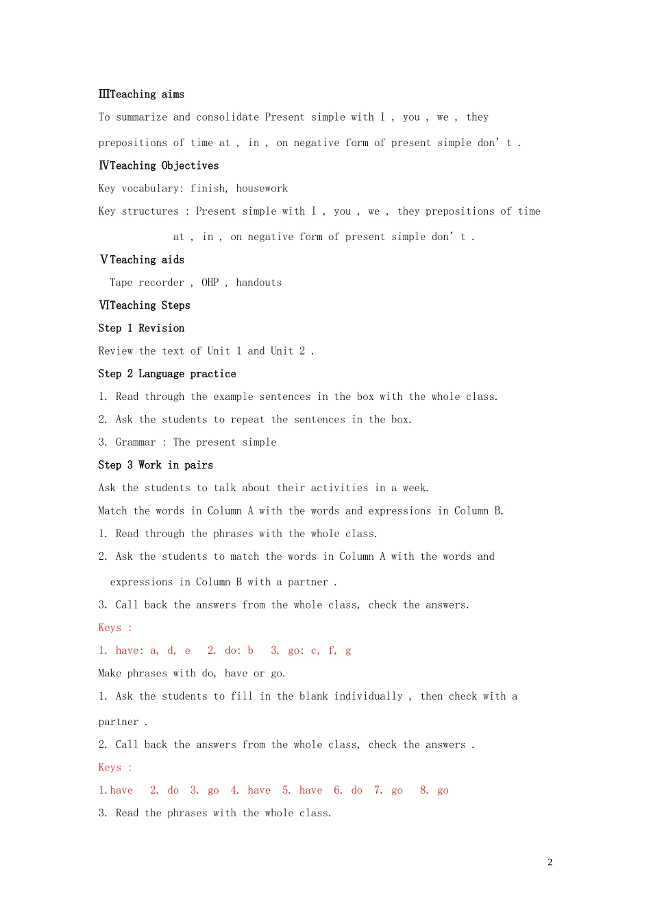 山东省冠县第一中学七年级英语上册Module5MySchoolDayUnit3Languageinuse教案新版外研版_第2页