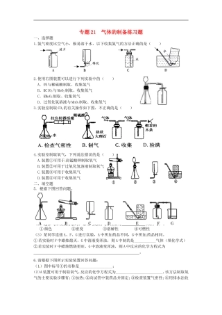 湖北省孝感市孝南区肖港镇肖港初级中学中考化学专题21气体的制备练习无答案