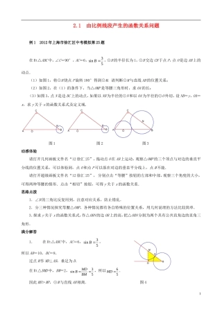 （挑战2013）中考数学 压轴题第六版精选 2.1 由比例线段产生的函数关系问题