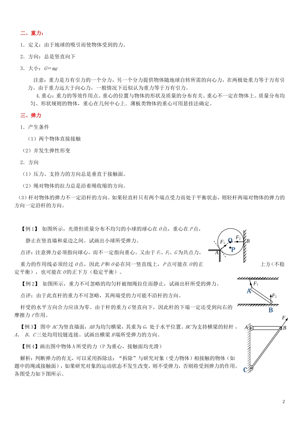2013年高考物理专题复习讲义 专题二 力 新人教版_第2页