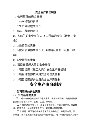 (九)安全生产责任制度及安全生产指标