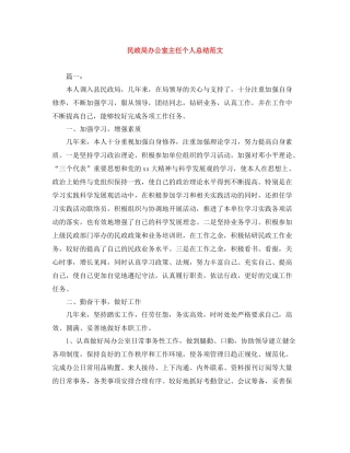 民政局办公室主任个人总结范文