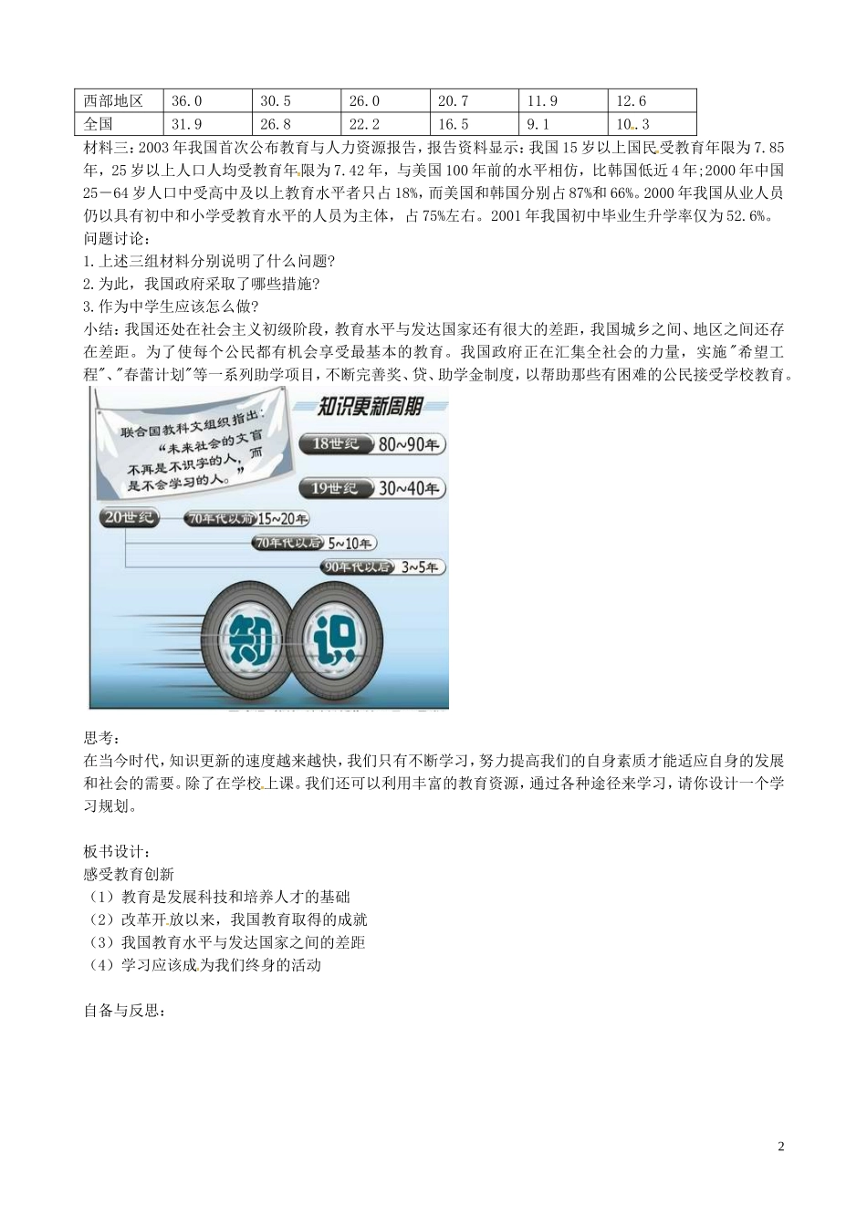 江苏省丹阳市第三中学八年级政治下册6.19.2感受教育创新教案苏教版_第2页