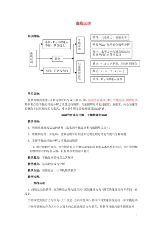 2013年高考物理专题复习讲义 专题五 曲线运动 新人教版
