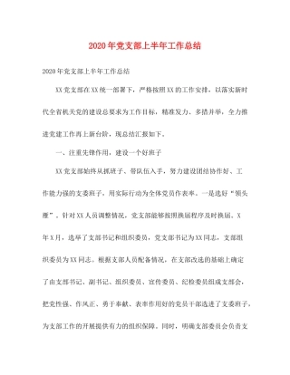 2020年党支部上半年工作总结2)
