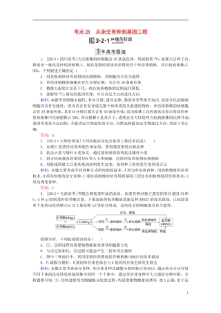 2016高三生物第一轮总复习第一编考点过关练考点25从杂交育种到基因工程