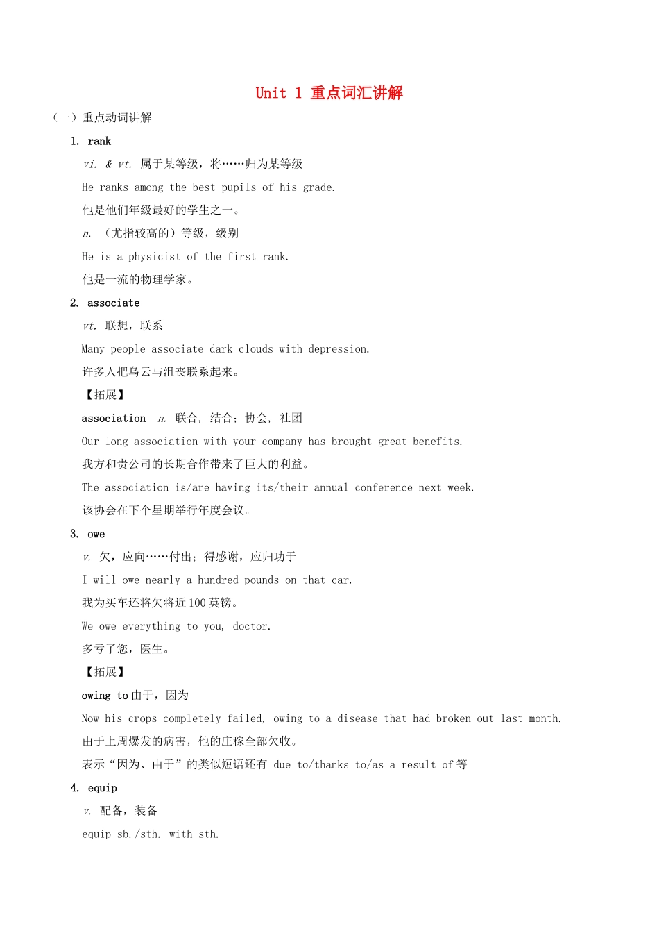英语周报2015年高中英语Unit1重点词汇讲解练习牛津译林版选修9_第1页