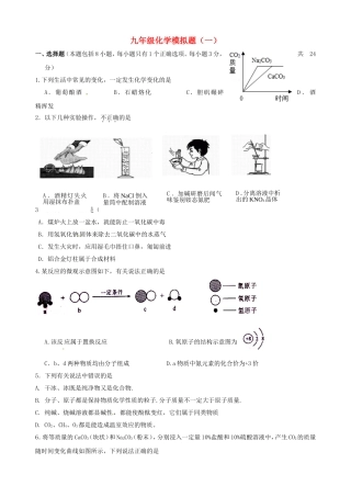 湖北省北大附中武汉为明实验学校中考化学模拟题一无答案