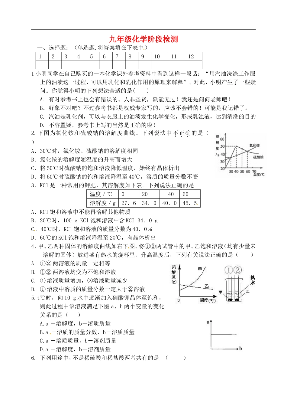 山东省荣成市第三十五中学2016届九年级化学上学期第一次月考试题_第1页