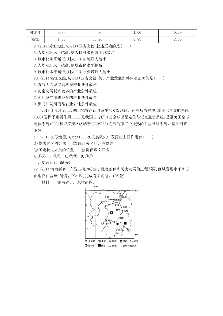 2016版高考地理第十四单元地理环境与区域发展闯关检测_第3页