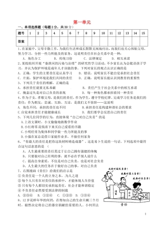 江苏省南京师范大学附属中学新城初级中学怡康街分校2015届九年级政治全册第一单元综合测试题无答案新人教版