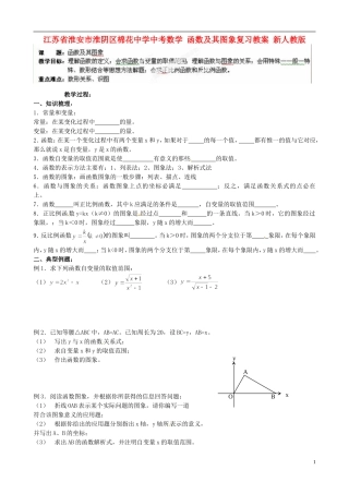 江苏省淮安市淮阴区棉花中学中考数学 函数及其图象复习教案 新人教版