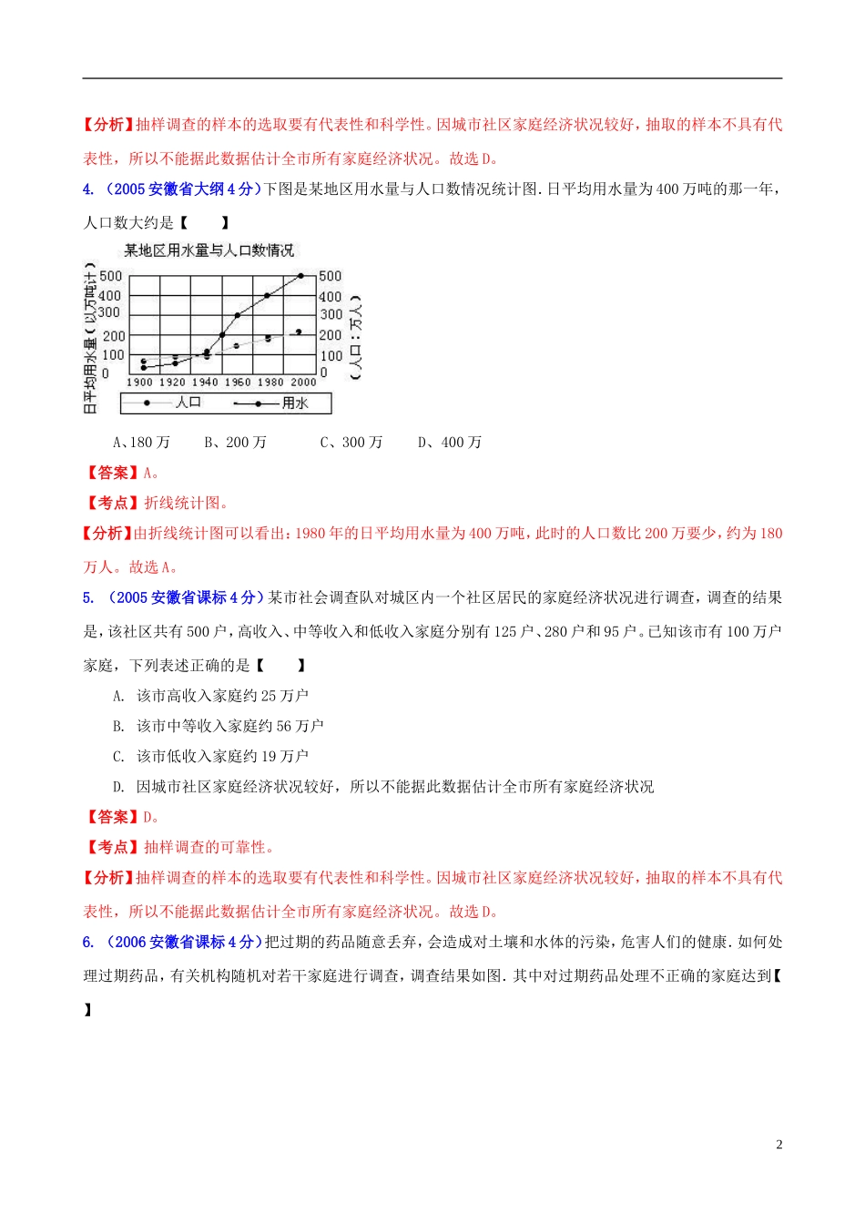 【中考12年】安徽省2001-2012年中考数学试题分类解析 专题7 统计与概率_第2页