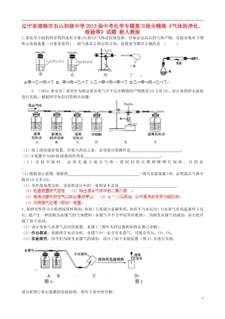 辽宁省凌海市石山初级中学2013届中考化学专题复习抢分精练《气体的净化、检验等》试题 新人教版