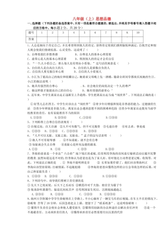 重庆市云阳盛堡初级中学2015_2016学年八年级政治上学期第一次月考试题新人教版