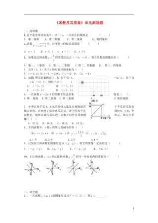 河南省郸城县光明中学八年级数学下册 第18章《函数及其图象》单元综合测验题2（无答案） 华东师大版
