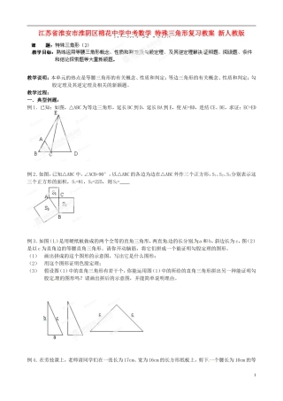 江苏省淮安市淮阴区棉花中学中考数学 特殊三角形复习教案 新人教版