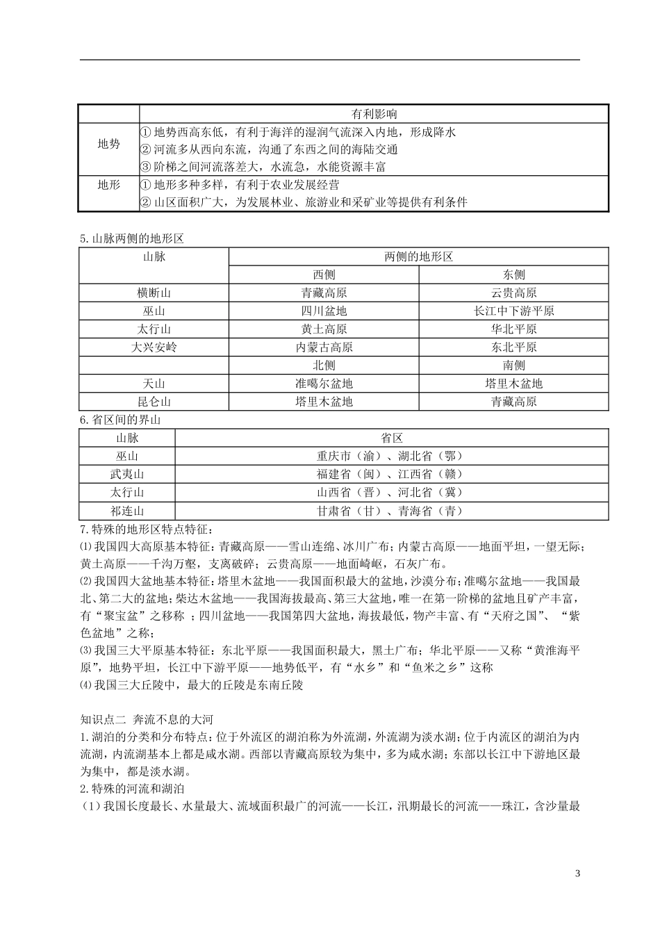 广东省河源中国教育学会中英文实验学校八年级地理上册第1_2章知识点复习材料无答案粤教版_第3页