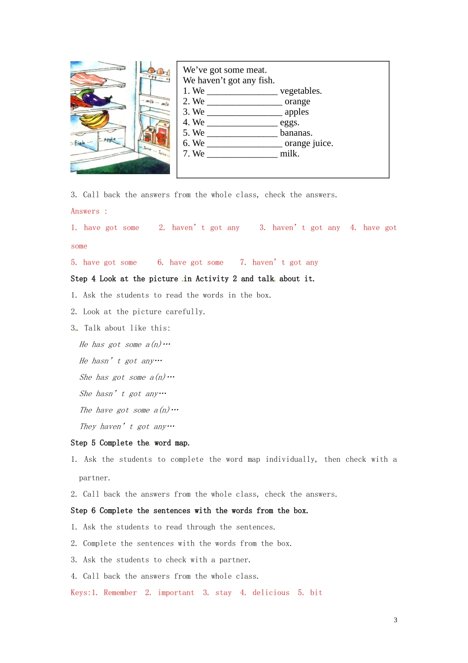 山东省冠县第一中学七年级英语上册Module4HealthyfoodUnit3Languageinuse教案新版外研版_第3页