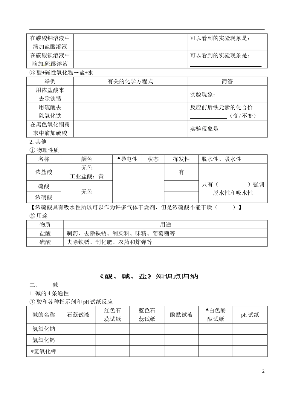 北京市和平北路学校中考化学酸碱盐知识点归纳填空_第2页