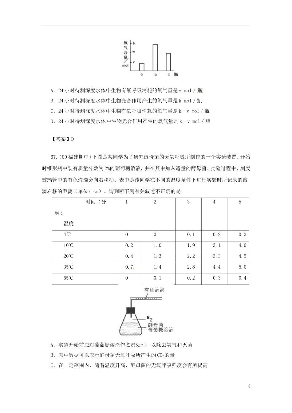 2013届高三生物 试题集锦 呼吸作用（11）_第3页