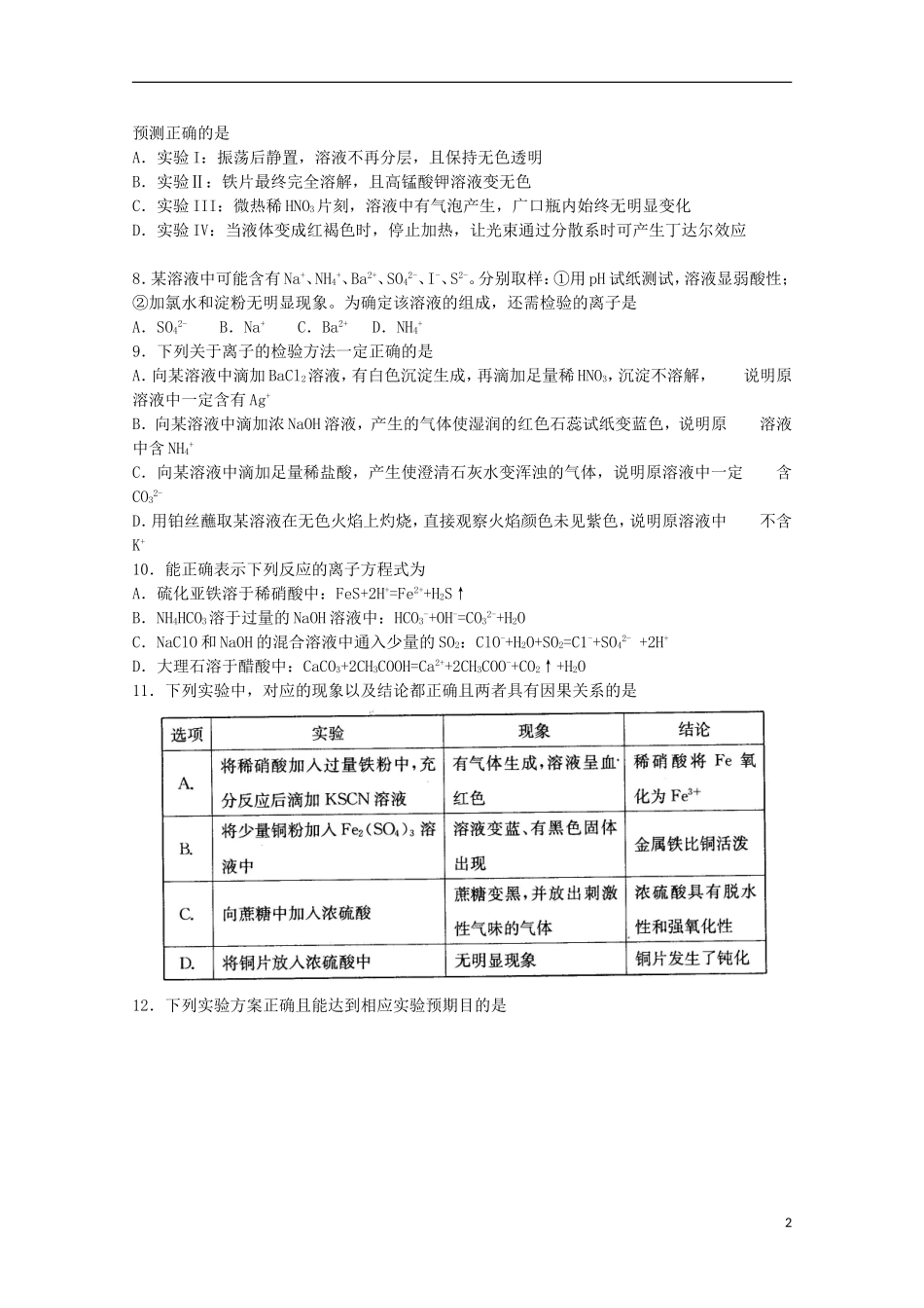 山东省诸城市2016届高三化学10月月考试题_第2页