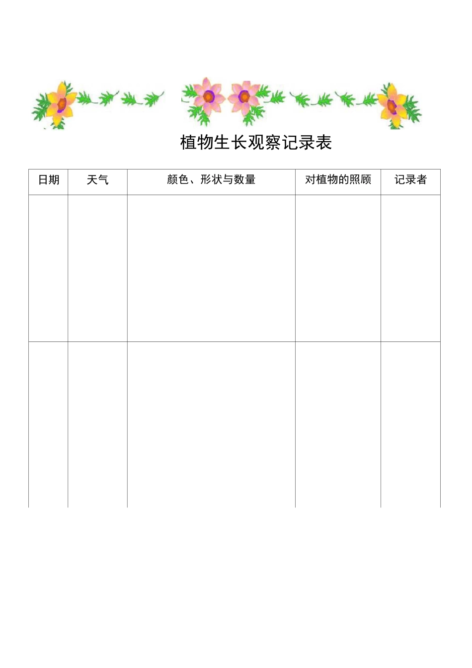植物生长观察记录表 _第3页