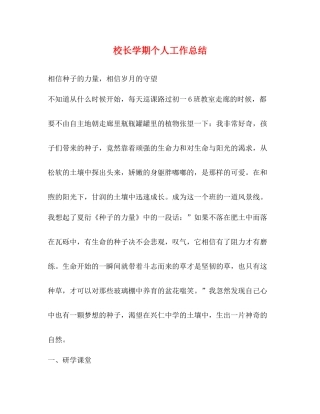 校长学期个人工作总结
