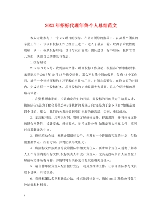 招标代理年终个人总结范文2