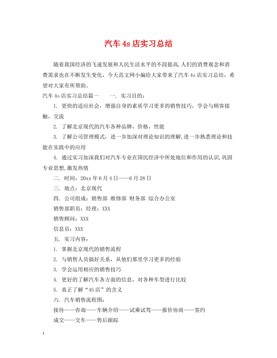汽车4s店实习总结_第1页