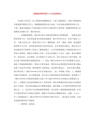 助理经济师年度个人工作总结范文
